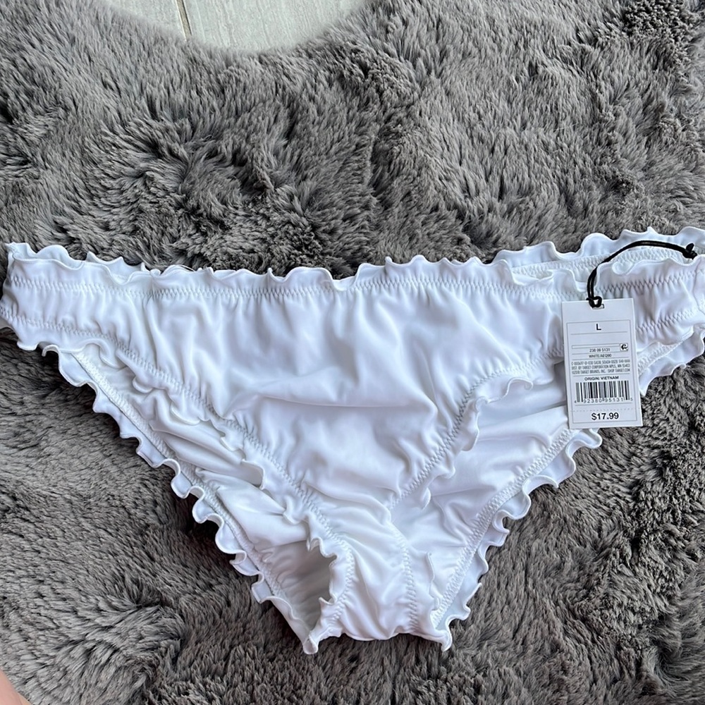 White Ruched Bikini Bottom